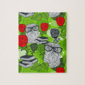 Owl in rode rozen legpuzzel (Verticaal)