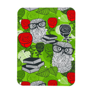 Owl in rode rozen magneet