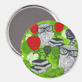 Owl in rode rozen magneet (Voorkant / Achterkant)