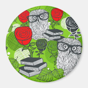 Owl in rode rozen magneet