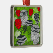 Owl in rode rozen metalen ornament (Rechts)