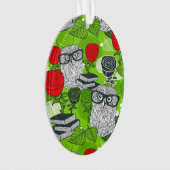 Owl in rode rozen ornament (voorkant)