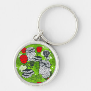 Owl in rode rozen sleutelhanger