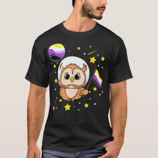 Owl in Ruimte Nonbinary Pride T-shirt