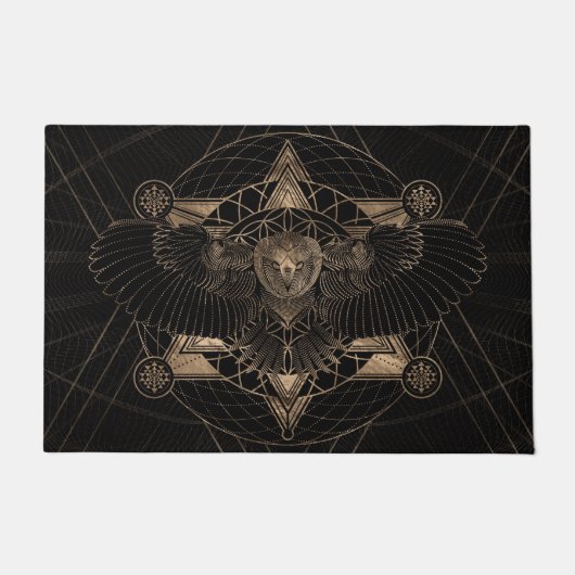Owl in Sacred Geometry Composition Deurmat (Voorkant)