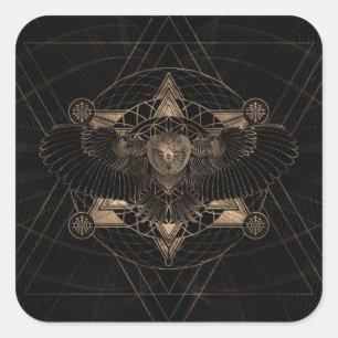 Owl in Sacred Geometry Composition Vierkante Sticker