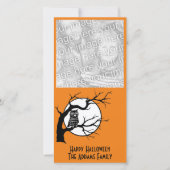 Owl in Tree Halloween-fotokaart Feestdagenkaart (Voorkant)