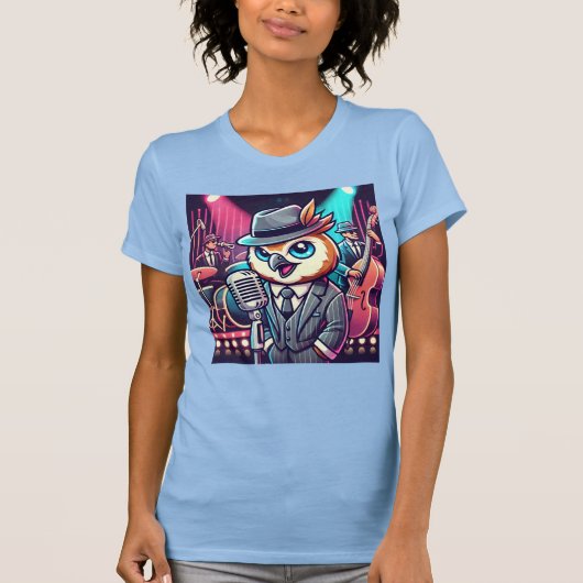 Owl Jolson, zanger van de Neon Jazz Club T-shirt (Voorkant)