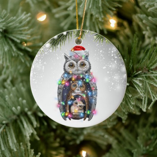 Owl Kerstkerstkerstkerstkerstkerstman Kinder mama Keramisch Ornament (Boom)