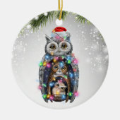 Owl Kerstkerstkerstkerstkerstkerstman Kinder mama Keramisch Ornament (Voorkant)