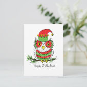 Owl Kerstmis Cute Funny Holiday Briefkaart (Staand voorkant)