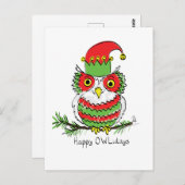 Owl Kerstmis Cute Funny Holiday Briefkaart (Voorkant / Achterkant)