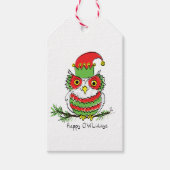 Owl Kerstmis Cute Funny Holiday Cadeaulabel (Voorkant)