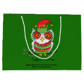 Owl Kerstmis Cute Funny Holiday Groot Cadeauzakje (Achterkant)