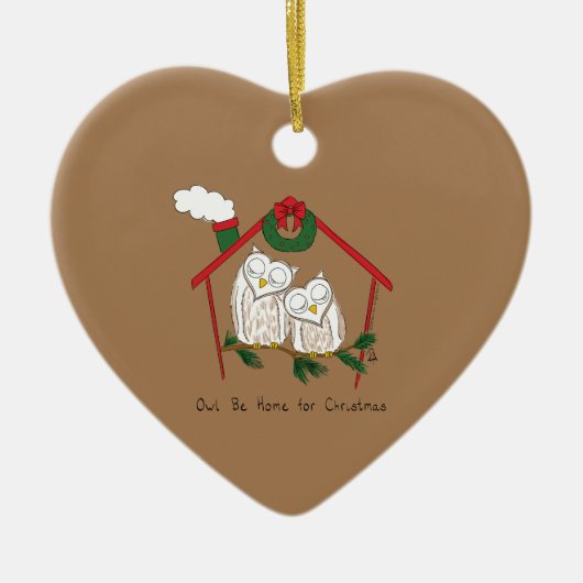 Owl Kerstmis Cute Funny Holiday Keramisch Ornament (Voorkant)