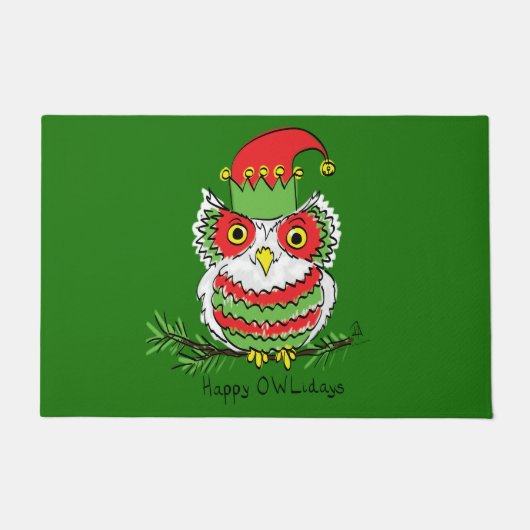Owl Kerstmis Cute Funny Holiday Kinder Deurmat (Voorkant)