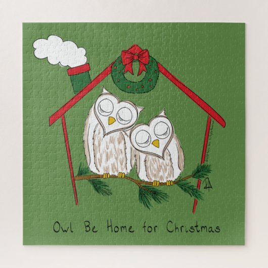 Owl Kerstmis Cute Funny Holiday Legpuzzel (Verticaal)