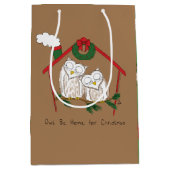 Owl Kerstmis Cute Funny Holiday Medium Cadeauzakje (Voorkant)