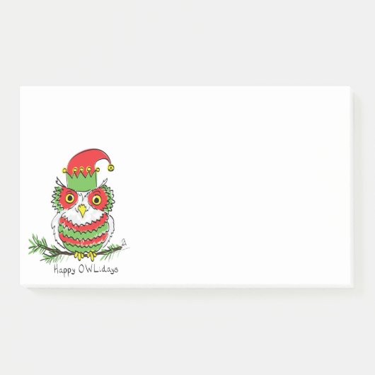 Owl Kerstmis Cute Funny Holiday Post-it® Notes (Voorkant)