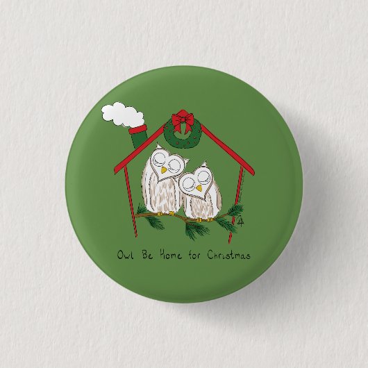 Owl Kerstmis Cute Funny Holiday Ronde Button 3,2 Cm (Voorkant)