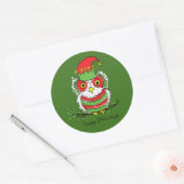 Owl Kerstmis Cute Funny Holiday Ronde Sticker (Envelop)