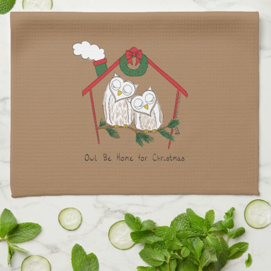 Owl Kerstmis Cute Funny Holiday Theedoek (Gevouwen)