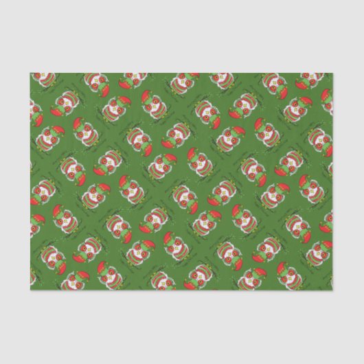 Owl Kerstmis Cute Funny Holiday Tissuepapier (Voorkant)