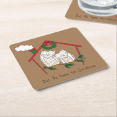 Owl Kerstmis Cute Funny Holiday Vierkante Kartonnen Onderzetter (Schuin)