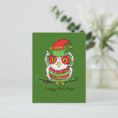 Owl Kerstmis Cute Funny Kinder Briefkaart (Staand voorkant)