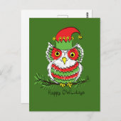 Owl Kerstmis Cute Funny Kinder Briefkaart (Voorkant / Achterkant)