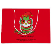 Owl Kerstmis Cute Funny Kinder Groot Cadeauzakje (Voorkant)