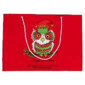 Owl Kerstmis Cute Funny Kinder Groot Cadeauzakje (Achterkant)