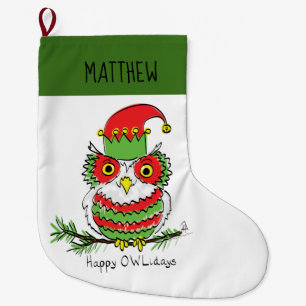 Owl Kerstmis Cute Funny Kinder Grote Kerstsok