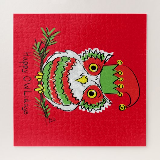 Owl Kerstmis Cute Funny Kinder Legpuzzel (Horizontaal)