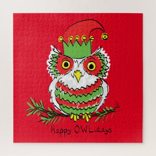 Owl Kerstmis Cute Funny Kinder Legpuzzel (Verticaal)