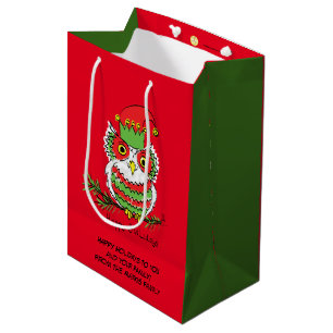 Owl Kerstmis Cute Funny Kinder Medium Cadeauzakje