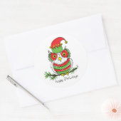 Owl Kerstmis Cute Funny Kinder Ronde Sticker (Envelop)