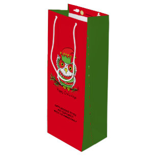 Owl Kerstmis Cute Funny Kinder Wijn Cadeautas