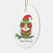 Owl Kerstmis Funny Cartoon Keramisch Ornament (Links)