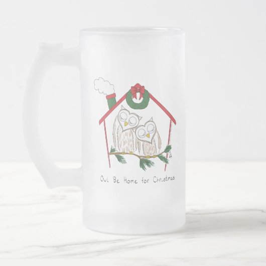 Owl Kerstmis Kinderen Matglas Bierpul (Links)