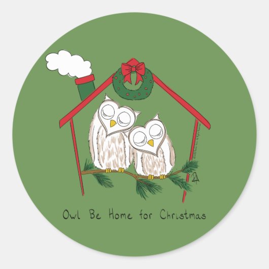 Owl Kerstmis Kinderen Ronde Sticker (Voorkant)