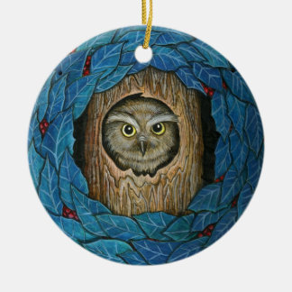 Owl kerstversiering keramisch ornament