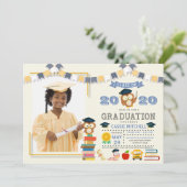 Owl Kinder Afstuderen Fotoaankondiging Uitnodiging (Staand voorkant)