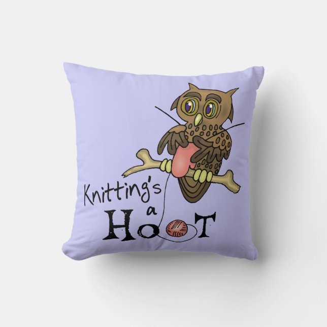 Owl Knitting Kussen (Voorkant)
