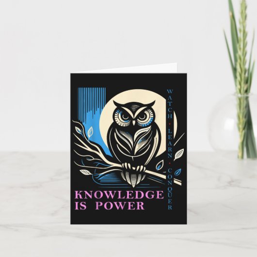Owl - Knowledge Is Wer - Wisdom Owl Design Kaart (Voorkant)