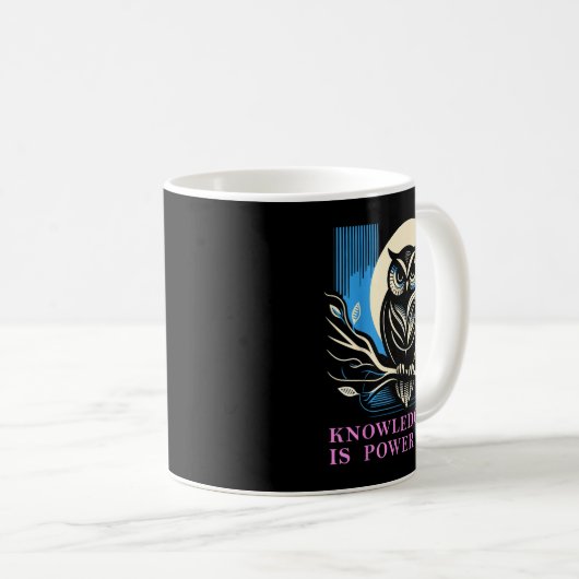 Owl - Knowledge Is Wer - Wisdom Owl Design  Koffiemok (Voorkant rechts)