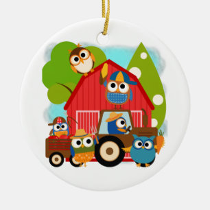 Owl Landbouwers Keramisch Ornament