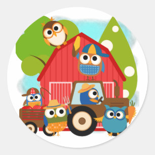 Owl Landbouwers Ronde Sticker