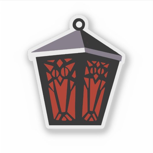 Owl Lantern Sticker - Red (Devant)