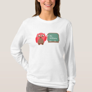Owl leraar in het hoofdbord gepersonaliseerd Shirt